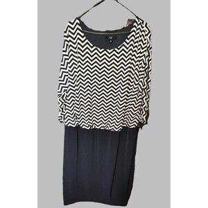 AGB Black and Tan Midi Dress with Half Sleeves